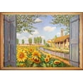 thumbnail image 2 of Del Missier, Andrea 18x14 White Modern Wood Framed Museum Art Print Titled - Casolare tra i girasoli, 2 of 4