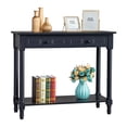 thumbnail image 1 of 2-Tier Console Table with 2 Drawers， Console Tables for Entryway, Sofa Table with Storage Shelves, Entryway Table Behind Sofa Couch, for Living Room, Kitchen, Navy Blue/Black, 1 of 9