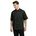 thumbnail image 2 of Toptie 2 Pack Unisex Short Sleeve Chef Coat Jacket, Black With Red / Black Red, 2 of 6