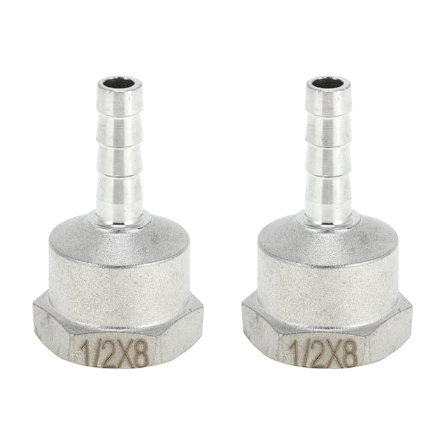 Accesorios de manguera de acero inoxidable 304 Unique Bargains 5/16" OD 1/2" conector de rosca hembra BSPT para aire, agua, aceite, gas, combustible, 2 piezas tono plateado