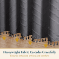 thumbnail image 6 of ComfiTime 13-Pc Tassel Shower Curtain with Hooks – Elegant Tufted Chevron Pattern, Soft Fabric Cloth, Extra-Long Boho Farmhouse Bathroom Curtain, Water-Repellent, Machine-Washable, 72 x 96, Gray, 6 of 12
