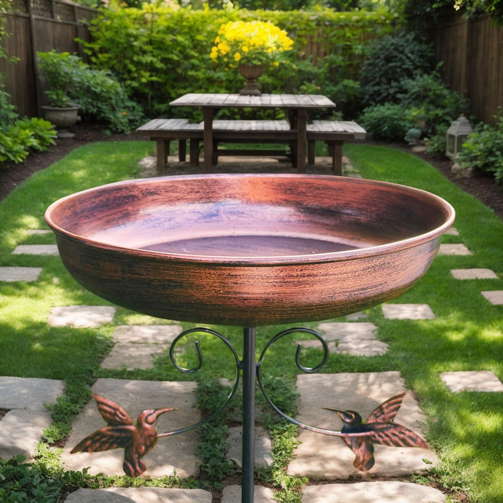 CarpNettore Garden Freestanding Bird Bath Bowl 9.8x31inch for Wild Bird Watchers Strong Load