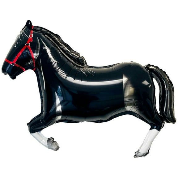 32 inch Horse - Black Foil Mylar Balloon - Party Supplies Decorations