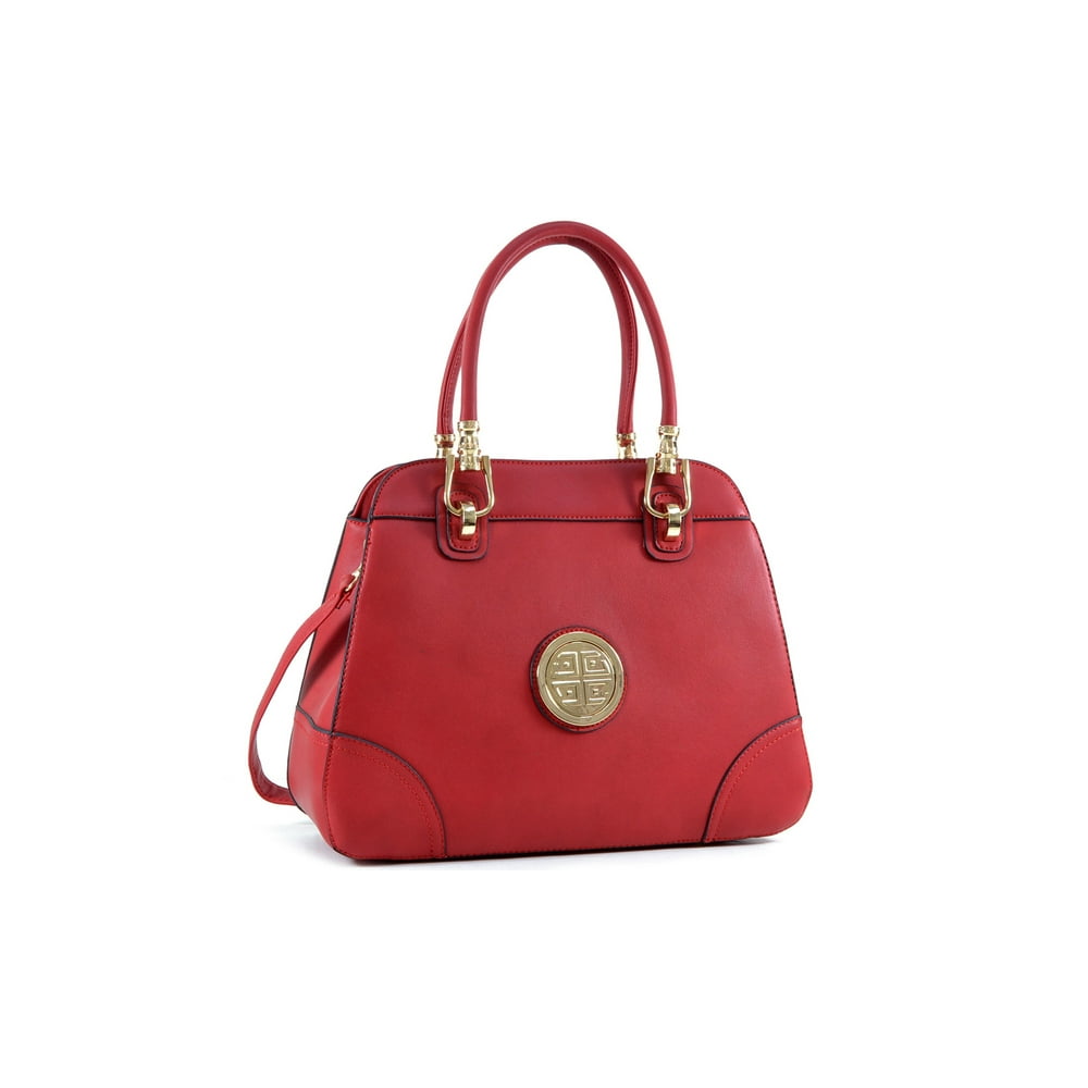 Dasein Dasein Emblem Metal Hinge Handle Bag with Removable Shoulder Strap