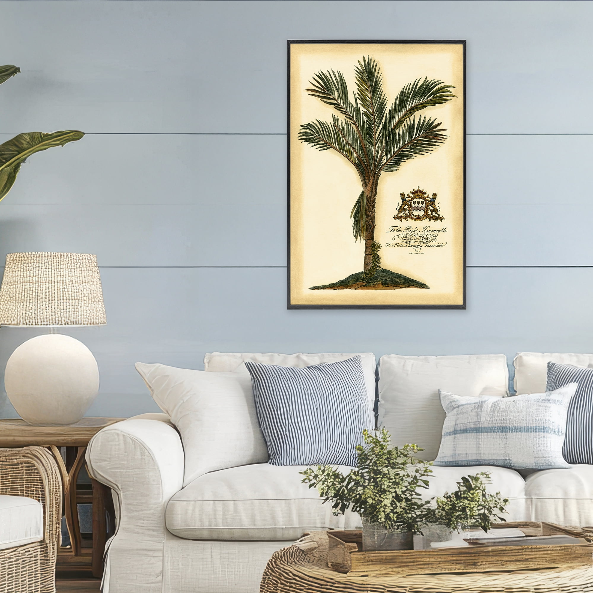 Stupell Industries Vintage Colonial Palm Black Framed Giclee Art, design by Vision Studio