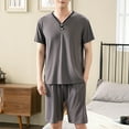thumbnail image 2 of Yuncity Men Loungewear Soft Short Sleeve Short Pants With Pockets Two Piece Pajamas Pajamas Men Pajama L, 2 of 5