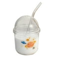thumbnail image 1 of Vaso de vidrio con pajita y tapa, taza para beber jugo caliente de 430ML, taza transparente para batidos de café para viajes en casa al aire libre, 1 of 5