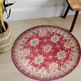 thumbnail image 1 of JV Home Round Rug Napoli Red 4 ft Washable Carpet Anti Slip, 1 of 6