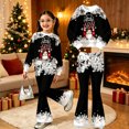 thumbnail image 2 of Krdevn Girls Christmas Outfit 2 Piece Long Sleeve Crew Neck Sweatshirt and Flared Bell Bottom Pants Set Toddler Little Kids Holiday Casual Clothing, 2 of 5
