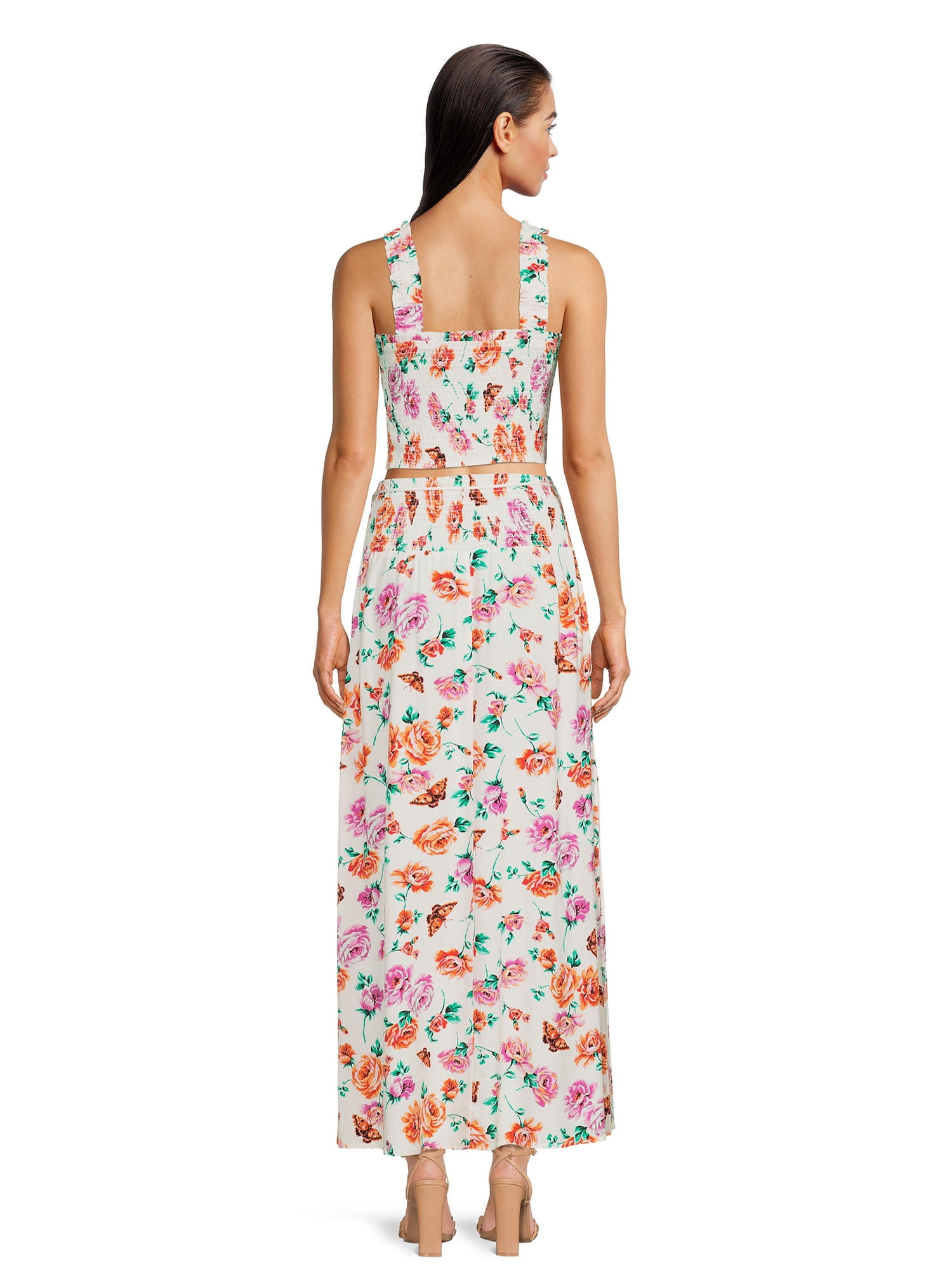 No Boundaries Smocked Crop Top & Maxi Skirt Set (Women's), Sizes XS-XXXL