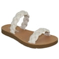thumbnail image 1 of Soda Shoes Women Flip Flops Flat Sandals Slides Double Braided Straps JOYFUL-S Bone Beige 6.5, 1 of 3