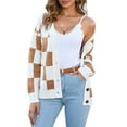 thumbnail image 3 of Women Fall Button Down Long Sleeve Cardigan Open Front Ribbed Knit Oversized Cardigan Sweaters Camel L, 3 of 9
