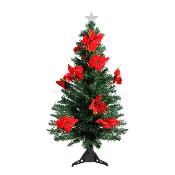 DAK 4' Pre-Lit Poinsettias Artificial Christmas Tree - Multicolor Lights