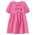 thumbnail image 3 of Fgnfyis Girls Summer Dress Bowknot Puffy Sleeves Solid Color A Line Short Party Gown for Toddler Kids Toddler Girl Dresses Hot Pink 9-10 Years, 3 of 3