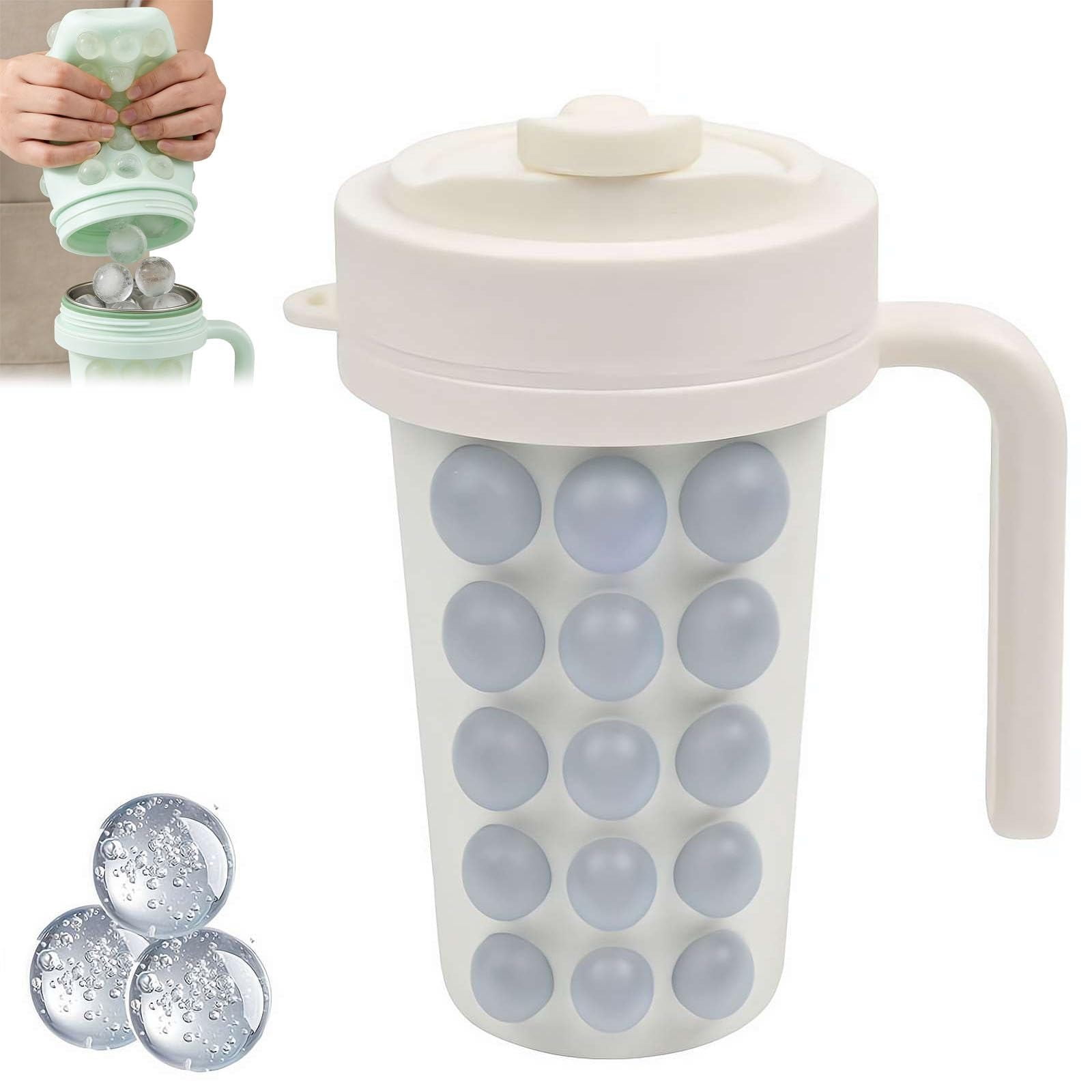 One Hand Press Ice Mold, Ice Cube Maker with Handle, Press Squeeze Ice Tray, Cylinder Ice Maker Cup, Bubble Ice Mold, Portable Freezer Ice Tray, Ice Making Tool for Drinks