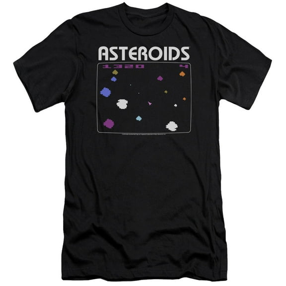 Atari Asteroids Screen Premium Canvas T-Shirt Adult Slim Fit 30/1 Black