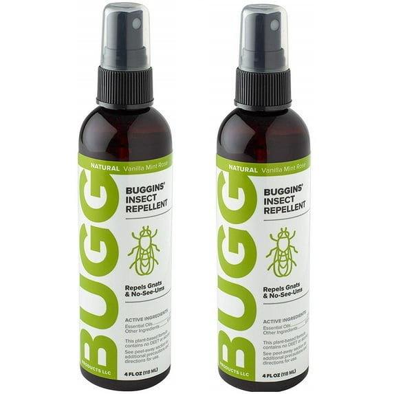Buggins Natural Insect Repellent DEET-Free, Repels Gnats & Flies, Plant Based, Vanilla Mint & Rose Scent, 4-oz 2