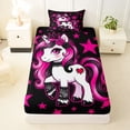 thumbnail image 3 of Erosebridal Unicorn Girls Twin Sheet Sets For Unicorn Lovers,Cute Pink Stars Print Bedding For Kids 3pcs, 3 of 6