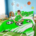 thumbnail image 3 of Manfei Football Sport Full Size Bedding Sets, Geometric Stripe Full Size Bed in a Bag, Vivid Green White, Polka Dots Reversible 7 Pieces, 3 of 6