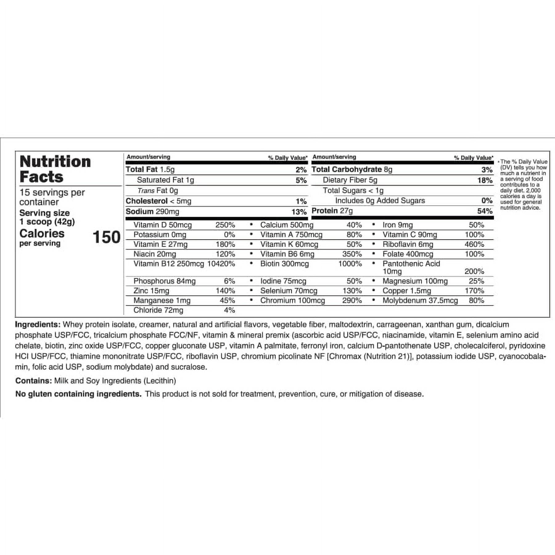 Protein ONE Complete Meal Replacement with Multivitamin, Calcium & Iron by BariatricPal - Creamy French Vanilla (15 Serving Tub)
