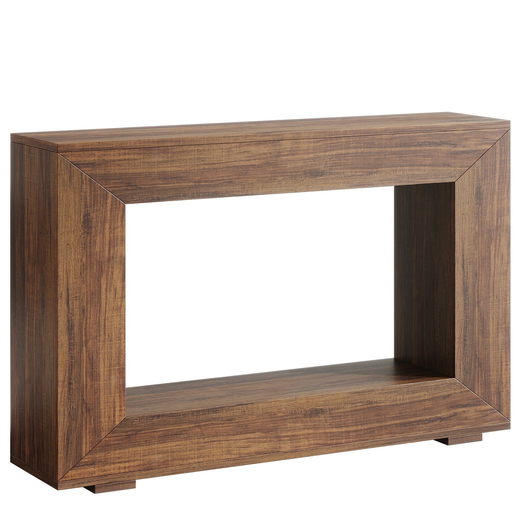 Fnova Farmhouse Console Table for Entryway, 47.2" Long Narrow Wood Entryway Table, Easy Assembly, Dark Brown