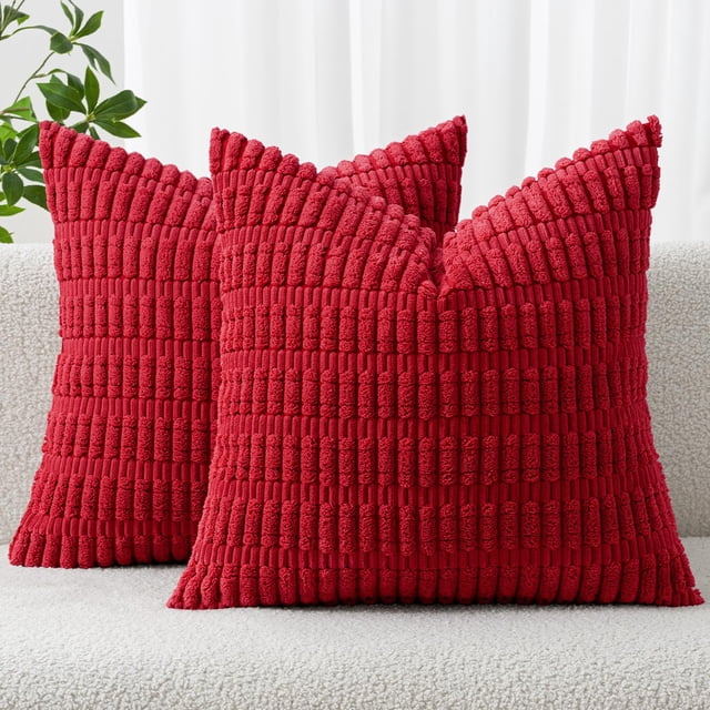 Funda de almohada MIULEE Christmas de pana roja, 45 x 45 cm, paquete de 2