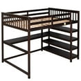 thumbnail image 5 of Harper & Bright Designs Full Size Rubber Wooden Loft Bed with Storage Shelves and Under-Bed Desk for Teens Adult, Espresso, 5 of 13
