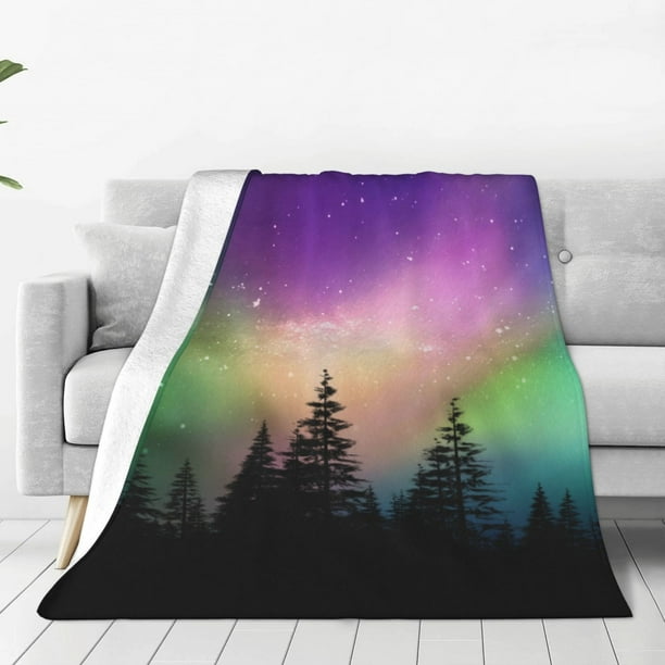 Balery Northern Lights Manta de Felpa Suave y Acogedora – Cobija de Franela Aterciopelada para Cama, Lavable y Cálida para Sofá, Mascotas, Transpirable-60"x50"