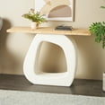thumbnail image 2 of DecMode 47" x 32" White Wooden O Shaped Console Table with Light Brown Tabletop, 1-Piece, 2 of 9