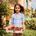 thumbnail image 5 of LYMAYTER Baby Girl One Piece Swimsuit Toddler Lapel Print Swimwear Short Sleeves Cute Beach Wear 12M-9Y, 5 of 7