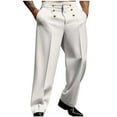 thumbnail image 2 of Men Solid Pants Slant Insertion Pocket Button Zipper Business Affairs Western-Style Trousers White, 2 of 6