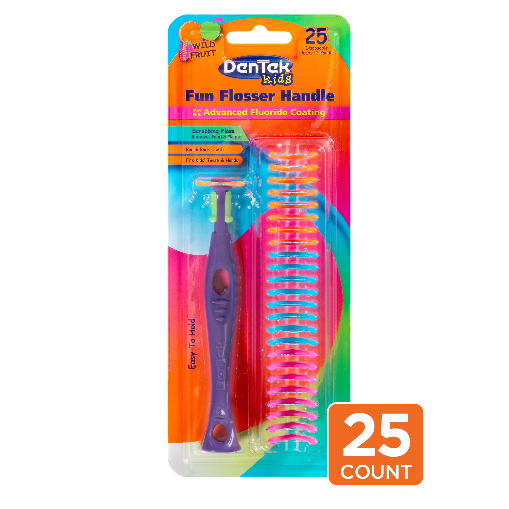 DenTek Kids Fun Flosser Handle, 1 Reusable Handle & Disposable Flosser