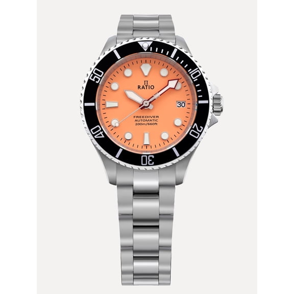 Ratio FreeDiver Sapphire Stainless Steel Salmon Dial Automatic RTF046 200M Men's Watch