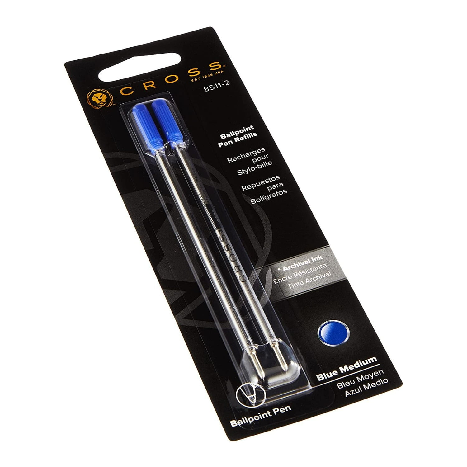 Cross Ballpoint Pen Refill Bundle (Blue, Medium Tip) (4-Pack)