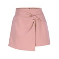 thumbnail image 6 of Uaswgudfs Women's Knotted Front Asymmetrical Hem Casual Shorts - Structured Fabric Tailored Fit with 4” Inseam Pink XL, 6 of 8