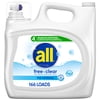 all Liquid Laundry Detergent Free Clear for Sensitive Skin, 250 Ounce, 166 Loads