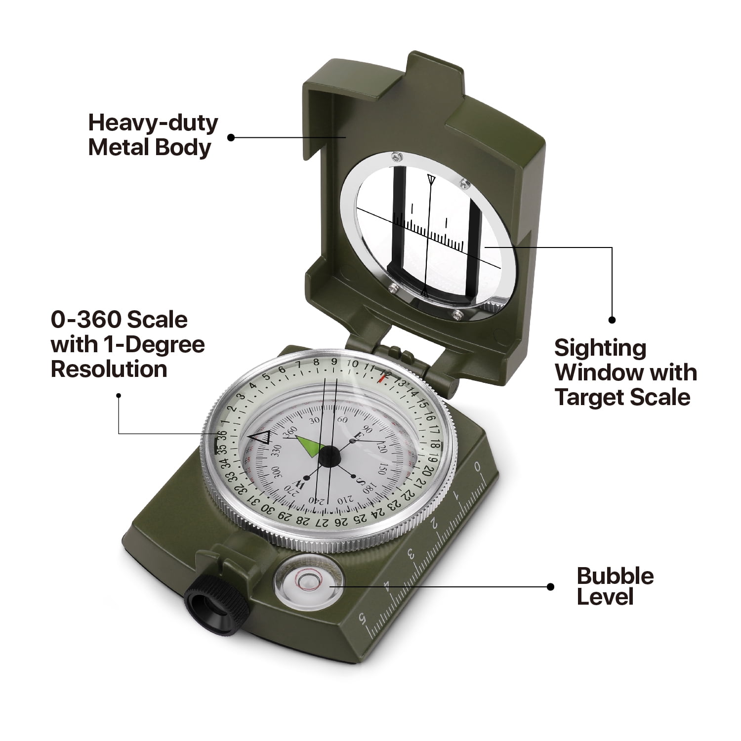Waterproof Survival Gear Compass with Numerals for Camping Marching Outdoor 