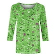thumbnail image 4 of Pincandy Women's Fashion Printed T-shirt Mid-length 3/4 Sleeves Blouse Round Neck Casual Tops Scoop Neck Short Sleeve Shirts Dressy Casual Cute Summer Tops Trendy Layering Tee Shirts,Green,2XL, 4 of 5