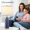 thumbnail image 6 of NATYSWAN 24.8" Ceramic Table Lamps Set of 2 for Nightstand - 3 Color Temperature&Bulbs Included, Bedside Lamps for Living Room Bedroom Home Office Table Decor, Navy Blue, 6 of 9