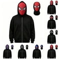 thumbnail image 3 of Superhero Hoodie Costume for Adults, Zip-Up Hooded Sweatshirt with Full Face Mask, Graphic Hero Jacket for Halloween Cosplay, Costume Party, Festival Events & Novelty Dress Up,Dark Green 3XL, 3 of 3
