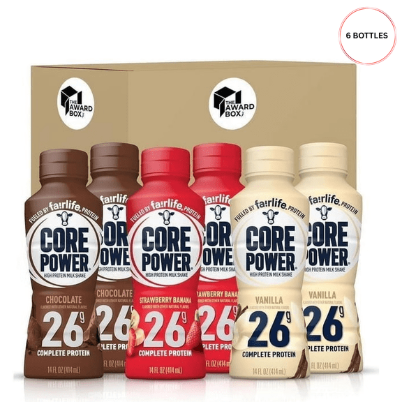 Core Variety Power Elite Failrlife High Protein Shakes Chocolate Strawberry, Vanilla 26 Grams of Protein 14 Oz. 6 Bottles