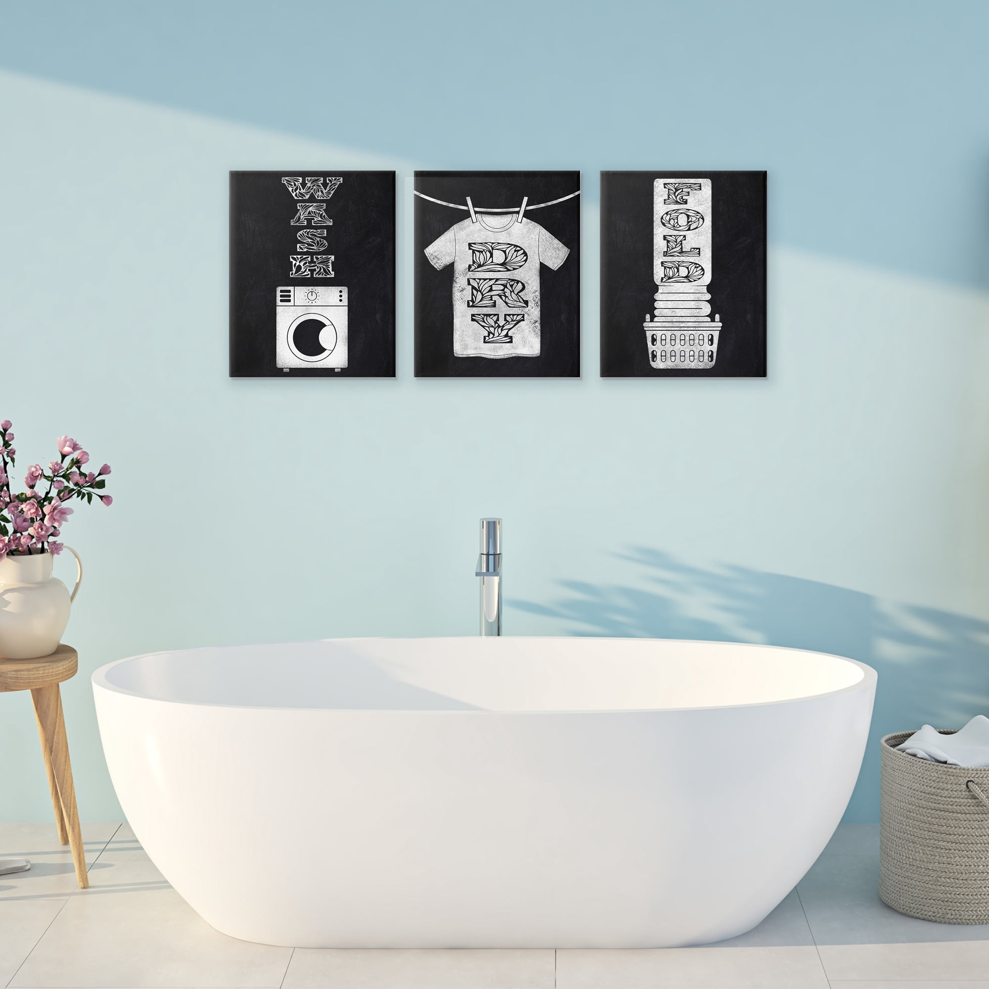 Wash & Dry Ornate Letters 3 Piece Canvas Wall Art Set, design by Marcus Prime