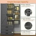 thumbnail image 6 of MIDOQIN 72" Tall Kitchen Pantry Cabinet with LED Lights & 3 Drawers Farmhouse Storage Cabinet Wood Food Pantry with Barn Doors & Adjustable Shelves Freestanding Cupboard for Kitchen, 6 of 7
