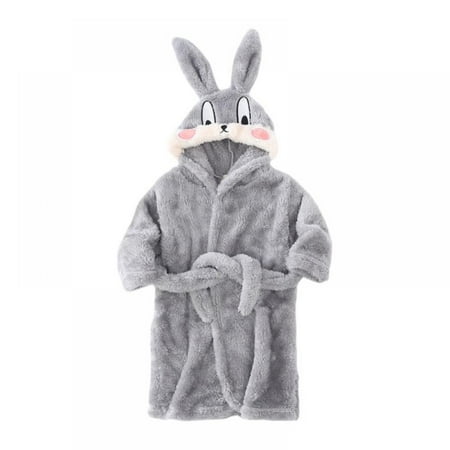 

SYNPOS Baby Bathrobe Toddler Boy Girl Robe Cartoon Animal Hooded Soft Flannel Bathrobes for Unisex Baby Bath Robes 1-7 Years