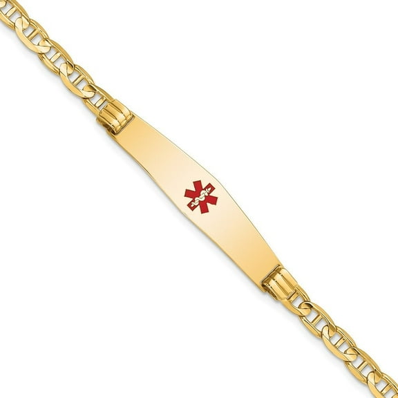 Auriga Fine Jewelry 14K Yellow Gold Soft Anchor Link Id Bracelet 7 inch for Women (L- 7inch, W- 9mm)