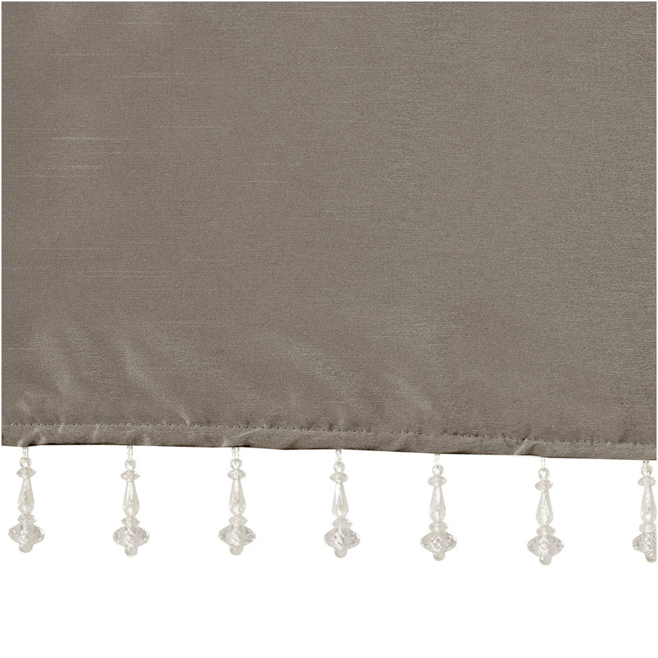 JERFIT Elegant Faux Silk Window Valance with Beaded Trim, Tab Top Treatment for 50 Inch Rod, Lightweight & Lined for Privacy, Pewter 50"W x 26"L