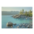 thumbnail image 1 of Lake Cutting Board, Pastoral Spring Time Scenery in Provincial Countryside Lake Beach Shallow Water Theme, Decorative Tempered Glass Cutting and Serving Board, Large Size, Blue Grey, by Ambesonne, 1 of 1