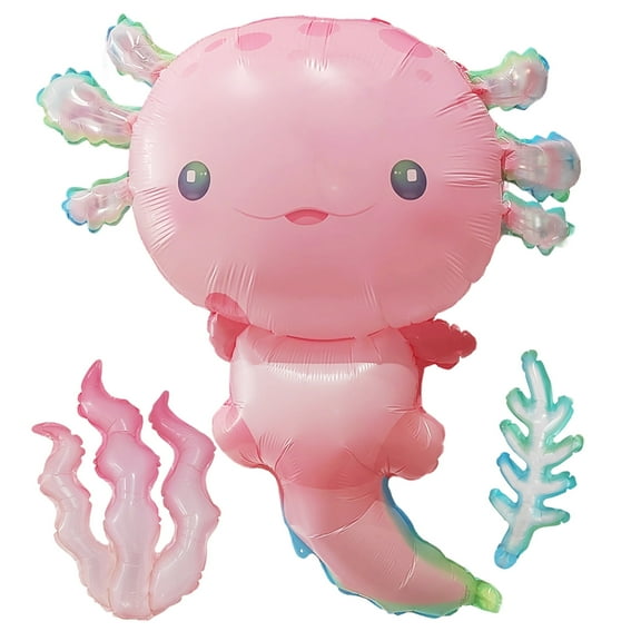 CYMYLAR Giant Axolotl Balloon Set 3pcs Pink Mylar Foil Balloons Kit Birthday Party Supplies Decor