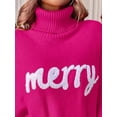 thumbnail image 4 of Argulvti Women's Christmas Sweaters Acrylic Long Sleeve Turtleneck Letter Embroidery Pullover Casual Knit Tops, 4 of 7