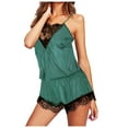 thumbnail image 2 of Pxiakgy womens underwear Women's Short Sets Pajamas Piece Set Satin Piece Shorts Pant Loose Camisole Sleepwear Nightwear 2 Cami Two Green + XL, 2 of 8